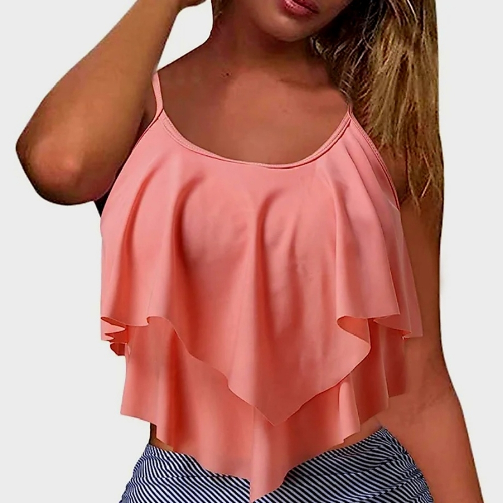 Double Ruffle Swim Top
